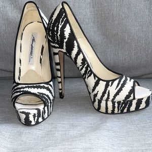 Brian Atwood zebra print high heels. 36.5
